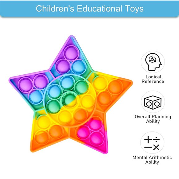 Pack Of 2 Rainbow Star Pop It Easter Fidget Toy - Picture 2 of 4